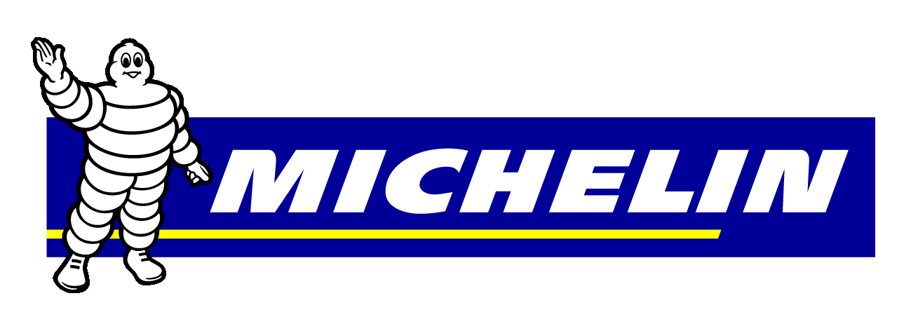 Michelin logo with michelin man stood waving